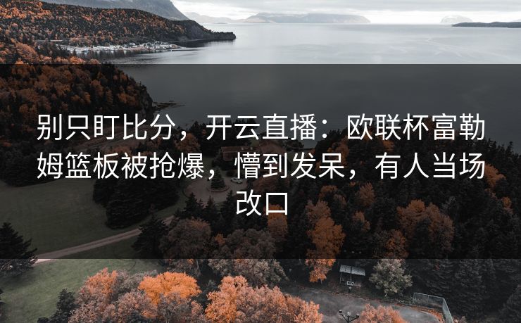 别只盯比分，开云直播：欧联杯富勒姆篮板被抢爆，懵到发呆，有人当场改口